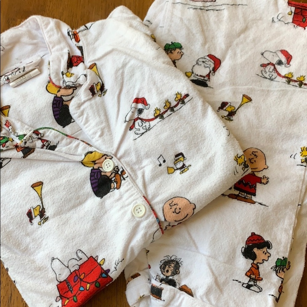 Pottery Barn flannel Peanuts jammies - teen size S